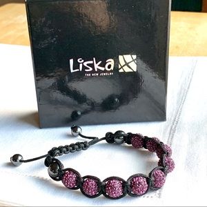 Liska Adjustable Bracelet Purple Crystal Hematite
